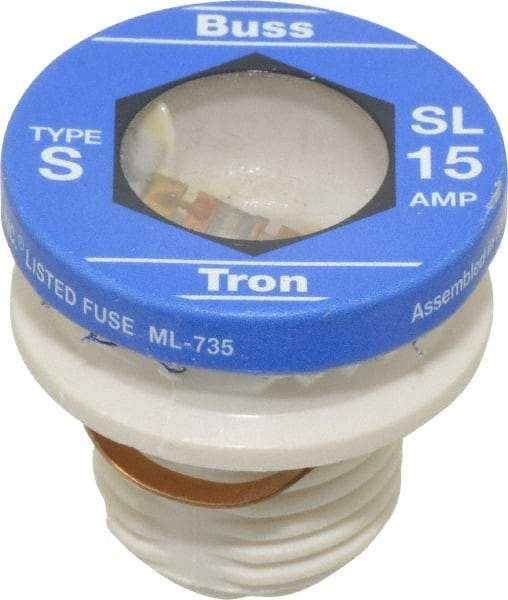 Ferraz Shawmut - 125 VAC, 15 Amp, Time Delay Plug Fuse - Screw Mount Mount, 1.29" OAL, 10 at AC kA Rating, 1-1/8" Diam - Makers Industrial Supply