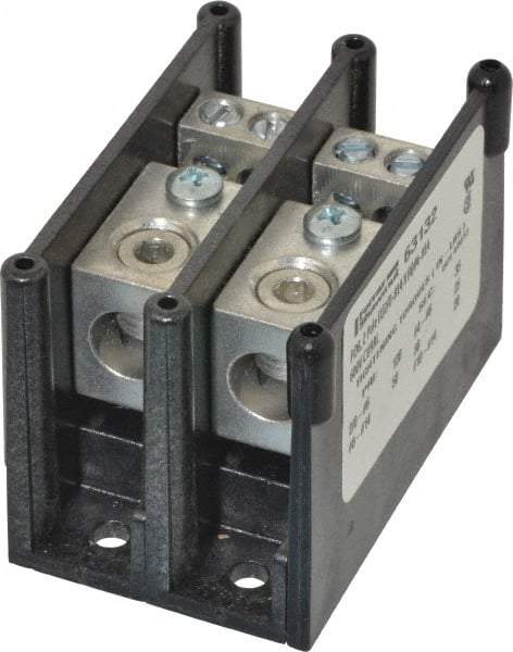 Ferraz Shawmut - 2 Poles, 135 Amp, 2/0-14 AWG Primary, 4-14 AWG Secondary, Polycarbonate Power Distribution Block - 1000 VAC/VDC, 1 Primary Connection, 1.98 Inch Long x 3.08 Inch Deep x 2.81 Inch High - Makers Industrial Supply