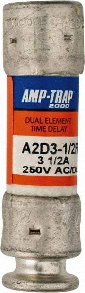 Ferraz Shawmut - 250 VAC/VDC, 3.5 Amp, Time Delay General Purpose Fuse - Clip Mount, 51mm OAL, 100 at DC, 200 at AC kA Rating, 9/16" Diam - Makers Industrial Supply