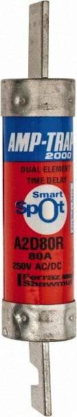 Ferraz Shawmut - 250 VAC/VDC, 80 Amp, Time Delay General Purpose Fuse - Clip Mount, 5-7/8" OAL, 100 at DC, 200 at AC kA Rating, 1-1/16" Diam - Makers Industrial Supply