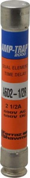 Ferraz Shawmut - 600 VAC/VDC, 2.5 Amp, Time Delay General Purpose Fuse - Clip Mount, 127mm OAL, 100 at DC, 200 at AC kA Rating, 13/16" Diam - Makers Industrial Supply