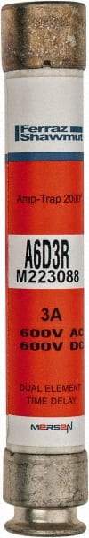 Ferraz Shawmut - 600 VAC/VDC, 3 Amp, Time Delay General Purpose Fuse - Clip Mount, 127mm OAL, 100 at DC, 200 at AC kA Rating, 13/16" Diam - Makers Industrial Supply