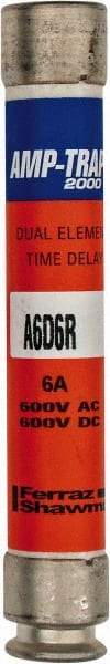 Ferraz Shawmut - 600 VAC/VDC, 6 Amp, Time Delay General Purpose Fuse - Clip Mount, 127mm OAL, 100 at DC, 200 at AC kA Rating, 13/16" Diam - Makers Industrial Supply