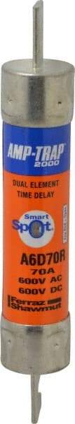 Ferraz Shawmut - 600 VAC/VDC, 70 Amp, Time Delay General Purpose Fuse - Clip Mount, 7-7/8" OAL, 100 at DC, 200 at AC kA Rating, 1-5/16" Diam - Makers Industrial Supply