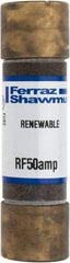 Ferraz Shawmut - 250 VAC, 50 Amp, Fast-Acting Renewable Fuse - Clip Mount, 76mm OAL, 10 at AC kA Rating, 13/16" Diam - Makers Industrial Supply