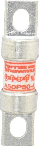 Ferraz Shawmut - 450 VDC, 500 VAC, 50 Amp, Fast-Acting Semiconductor/High Speed Fuse - Bolt-on Mount, 3-3/16" OAL, 100 at AC, 79 at DC kA Rating, 13/16" Diam - Makers Industrial Supply