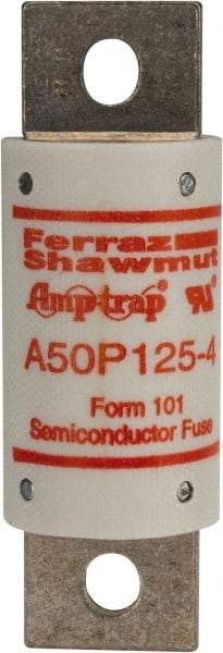 Ferraz Shawmut - 450 VDC, 500 VAC, 125 Amp, Fast-Acting Semiconductor/High Speed Fuse - Bolt-on Mount, 3-5/8" OAL, 100 at AC, 79 at DC kA Rating, 31mm Diam - Makers Industrial Supply