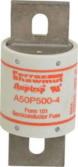 Ferraz Shawmut - 450 VDC, 500 VAC, 500 Amp, Fast-Acting Semiconductor/High Speed Fuse - Bolt-on Mount, 4-15/32" OAL, 100 at AC, 79 at DC kA Rating, 2" Diam - Makers Industrial Supply