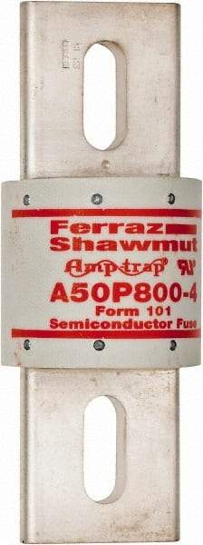 Ferraz Shawmut - 450 VDC, 500 VAC, 800 Amp, Fast-Acting Semiconductor/High Speed Fuse - Bolt-on Mount, 6-15/32" OAL, 100 at AC, 79 at DC kA Rating, 2-1/2" Diam - Makers Industrial Supply