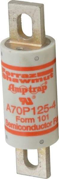 Ferraz Shawmut - 650 VDC, 700 VAC, 125 Amp, Fast-Acting Semiconductor/High Speed Fuse - Bolt-on Mount, 5-3/32" OAL, 100 at AC/DC kA Rating, 1-1/2" Diam - Makers Industrial Supply