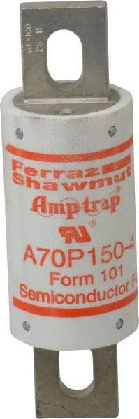 Ferraz Shawmut - 650 VDC, 700 VAC, 150 Amp, Fast-Acting Semiconductor/High Speed Fuse - Bolt-on Mount, 5-3/32" OAL, 100 at AC/DC kA Rating, 1-1/2" Diam - Makers Industrial Supply