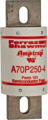 Ferraz Shawmut - 650 VDC, 700 VAC, 250 Amp, Fast-Acting Semiconductor/High Speed Fuse - Bolt-on Mount, 5-3/32" OAL, 100 at AC/DC kA Rating, 2" Diam - Makers Industrial Supply