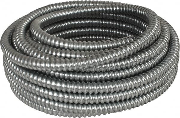 Made in USA - 1/2" Trade Size, 50' Long, Flexible Reduced Wall Flex Conduit - Steel, 5/8" ID - Makers Industrial Supply