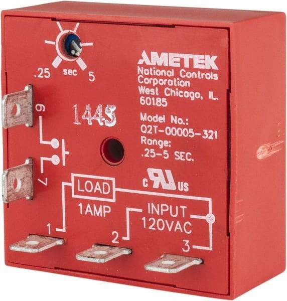 NCC - 5 Pin, Time Delay Relay - 1 at Resistive or Inductive Load Contact Amp, 120 VAC, On Board Trimpot - Makers Industrial Supply