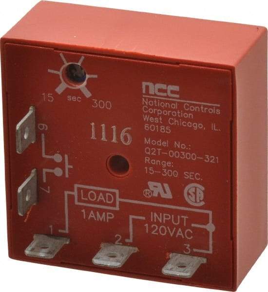 NCC - 5 Pin, Time Delay Relay - 1 at Resistive or Inductive Load Contact Amp, 120 VAC, On Board Trimpot - Makers Industrial Supply