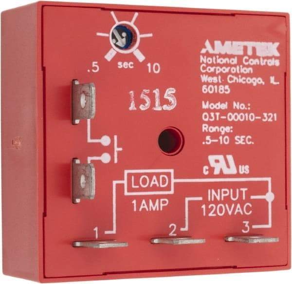 NCC - 5 Pin, Time Delay Relay - 1 at Resistive or Inductive Load Contact Amp, 120 VAC, On Board Trimpot - Makers Industrial Supply