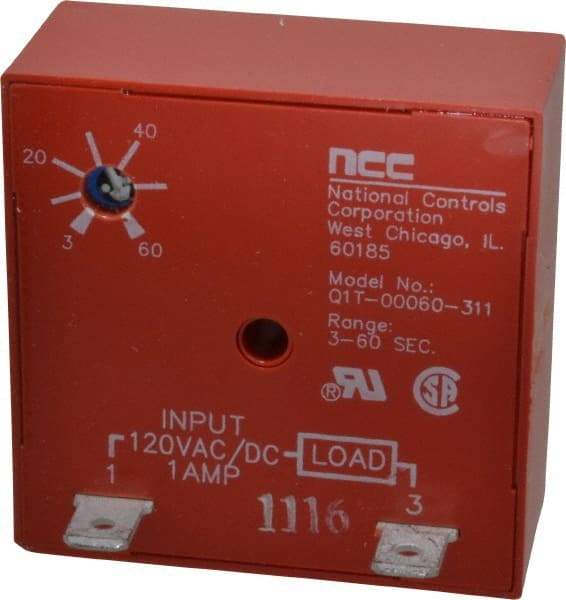 NCC - 2 Pin, Time Delay Relay - 1 at Resistive or Inductive Load Contact Amp, 120 VAC/VDC, On Board Trimpot - Makers Industrial Supply