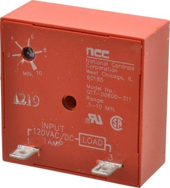 NCC - 2 Pin, Time Delay Relay - 1 at Resistive or Inductive Load Contact Amp, 120 VAC/VDC, On Board Trimpot - Makers Industrial Supply