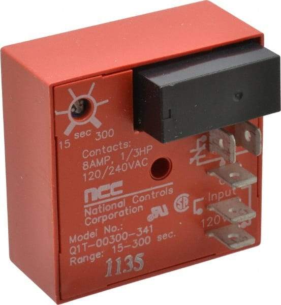 NCC - 5 Pin, SPDT Time Delay Relay - 8 at 250 VAC Resistive Load Contact Amp, 120 VAC, On Board Trimpot - Makers Industrial Supply