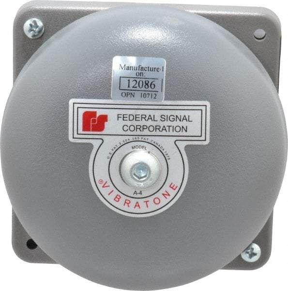 Federal Signal Corp - 4" Diam, 120 Volt Bell - 0.08 Amps, 98 Decibles at 10', Vibrating - Makers Industrial Supply