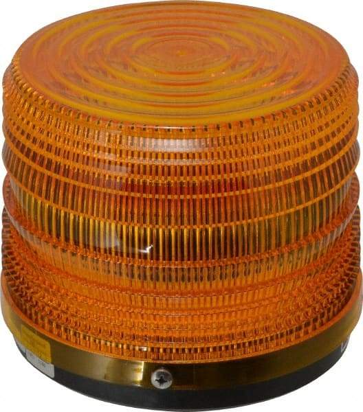 Federal Signal Corp - 24 VDC, 3R NEMA Rated, Strobe Tube, Amber, Strobe Light - 80 Flashes per min, 5-1/2 Inch Diameter, 5-1/16 Inch High, IP66 Ingress Rating, Surface Mount - Makers Industrial Supply