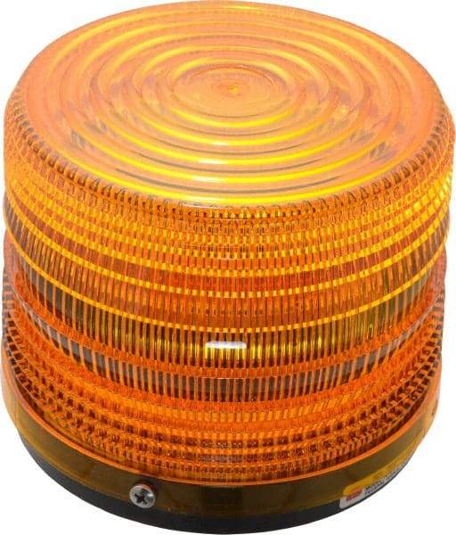 Federal Signal Corp - 120 VAC, 3R NEMA Rated, Strobe Tube, Amber, Strobe Light - 80 Flashes per min, 1/2 Inch Pipe, 5-1/2 Inch Diameter, 5-1/4 Inch High, IP66 Ingress Rating, Pipe Mount - Makers Industrial Supply