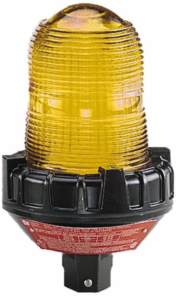 Federal Signal Corp - 120 VAC, 4X NEMA Rated, Strobe Tube, Amber, Strobe Light - 80 Flashes per min, 3/4 Inch Pipe, 5-1/2 Inch Diameter, 9-1/4 Inch High, IP66 Ingress Rating, Pipe Mount - Makers Industrial Supply