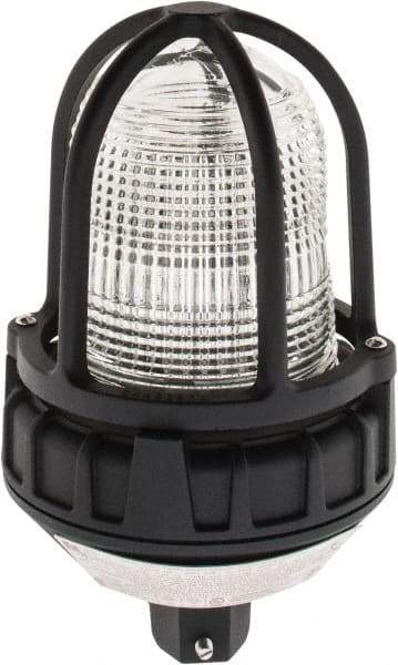 Federal Signal Corp - 120 VAC, 4X NEMA Rated, Strobe Tube, Clear, Strobe Light - 80 Flashes per min, 3/4 Inch Pipe, 5-1/2 Inch Diameter, 9-1/4 Inch High, IP66 Ingress Rating, Pipe Mount - Makers Industrial Supply