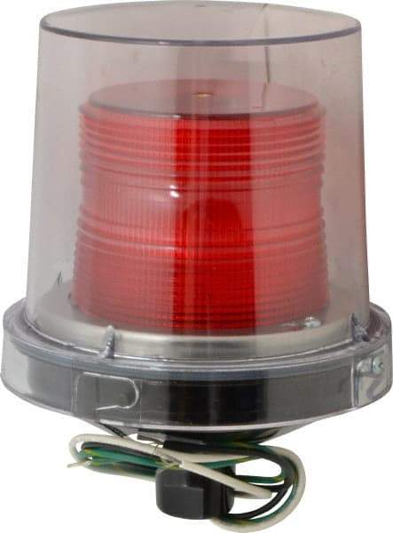 Federal Signal Corp - 120 VAC, 4X NEMA Rated, Strobe Tube, Red, Strobe Light - 80 Flashes per min, 1/2 Inch Pipe, 5-1/2 Inch Diameter, 7-1/4 Inch High, IP66 Ingress Rating, Pipe Mount - Makers Industrial Supply