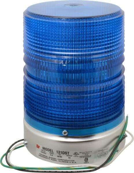 Federal Signal Corp - 120 VAC, 3R NEMA Rated, Strobe Tube, Blue, Double Flash Strobe Light - 80 Flashes per min, 1/2 Inch Pipe, 5-11/16 Inch Diameter, 8-1/2 Inch High, IP45 Ingress Rating, Pipe Mount - Makers Industrial Supply