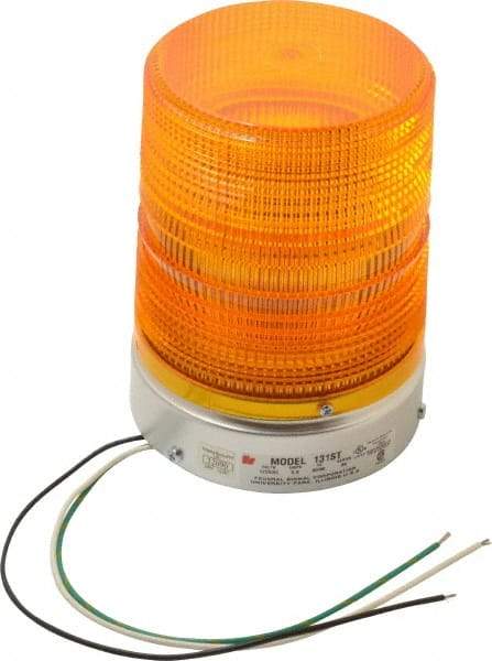 Federal Signal Corp - 120 VAC, 3R NEMA Rated, Strobe Tube, Amber, Single Flash Strobe Light - 80 Flashes per min, 1/2 Inch Pipe, 5.7 Inch Diameter, 8-1/2 Inch High, IP45 Ingress Rating, Pipe Mount - Makers Industrial Supply