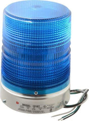 Federal Signal Corp - 120 VAC, 3R NEMA Rated, Strobe Tube, Blue, Single Flash Strobe Light - 80 Flashes per min, 1/2 Inch Pipe, 5.7 Inch Diameter, 8-1/2 Inch High, IP45 Ingress Rating, Pipe Mount - Makers Industrial Supply