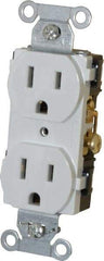 Hubbell Wiring Device-Kellems - 125 VAC, 15 Amp, 5-15R NEMA Configuration, White, Specification Grade, Self Grounding Duplex Receptacle - 1 Phase, 2 Poles, 3 Wire, Flush Mount - Makers Industrial Supply