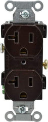 Hubbell Wiring Device-Kellems - 125 VAC, 20 Amp, 5-20R NEMA Configuration, Brown, Specification Grade, Self Grounding Duplex Receptacle - 1 Phase, 2 Poles, 3 Wire, Flush Mount - Makers Industrial Supply