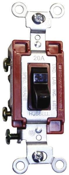 Hubbell Wiring Device-Kellems - 1 Pole, 120 to 277 VAC, 20 Amp, Commercial Grade, Toggle, Wall and Dimmer Light Switch - 4-1/16 Inch High - Makers Industrial Supply