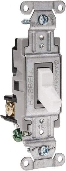 Hubbell Wiring Device-Kellems - 3 Pole, 120 to 277 VAC, 15 Amp, Commercial Grade, Toggle, Wall and Dimmer Light Switch - 4-1/16 Inch High - Makers Industrial Supply