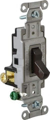 Hubbell Wiring Device-Kellems - 3 Pole, 120 to 277 VAC, 20 Amp, Commercial Grade, Toggle, Wall and Dimmer Light Switch - 4-1/16 Inch High - Makers Industrial Supply