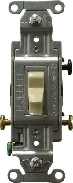 Hubbell Wiring Device-Kellems - 3 Pole, 120 to 277 VAC, 20 Amp, Commercial Grade, Toggle, Wall and Dimmer Light Switch - 4-1/16 Inch High - Makers Industrial Supply