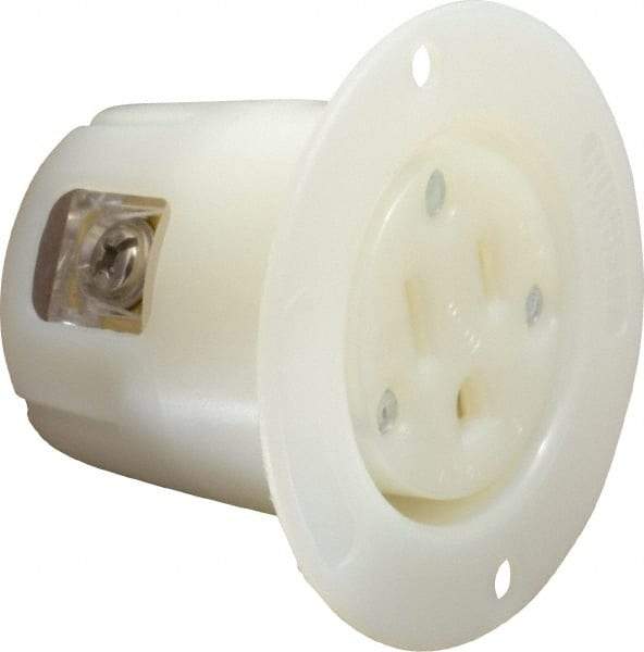 Hubbell Wiring Device-Kellems - 125 VAC, 15 Amp, 5-15R NEMA Configuration, White, Industrial Grade, Self Grounding Single Receptacle - 1 Phase, 2 Poles, 3 Wire, Flush Mount - Makers Industrial Supply