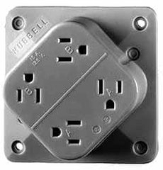 Hubbell Wiring Device-Kellems - 125 VAC, 15 Amp, 5-15R NEMA Configuration, Brown, Hospital Grade, Self Grounding Fourplex Receptacle - 1 Phase, 2 Poles, 3 Wire, Flush Mount, Impact Resistant - Makers Industrial Supply