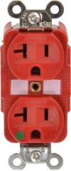 Hubbell Wiring Device-Kellems - 125 VAC, 20 Amp, 5-20R NEMA Configuration, Red, Hospital Grade, Self Grounding Duplex Receptacle - 1 Phase, 2 Poles, 3 Wire, Flush Mount, Tamper Resistant - Makers Industrial Supply