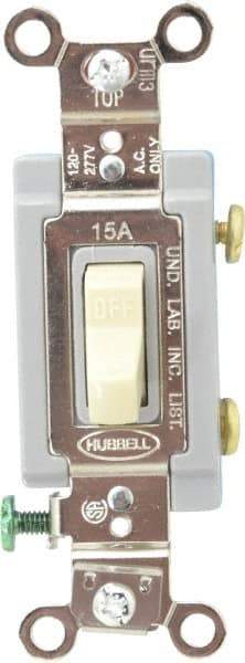 Hubbell Wiring Device-Kellems - 1 Pole, 120 to 277 VAC, 15 Amp, Industrial Grade Toggle, Wall and Dimmer Light Switch - 1-5/16 Inch Wide x 4-1/16 Inch High - Makers Industrial Supply