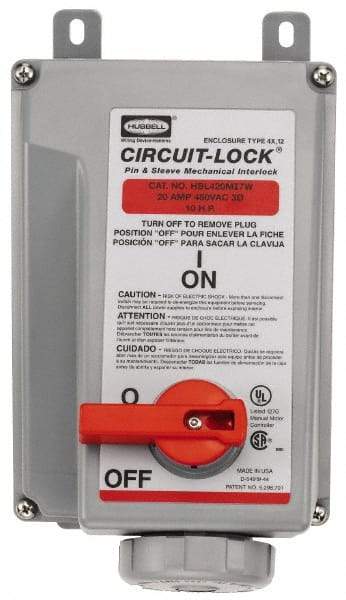 Hubbell Wiring Device-Kellems - 3 Phase, 480 VAC, 60 Amp, 30 hp, 4 Pin Configuration, Interlock Receptacle - 3 Poles, IEC 60309, Red - Makers Industrial Supply