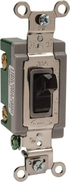 Hubbell Wiring Device-Kellems - 2 Pole, 120 to 277 VAC, 30 Amp, Industrial Grade, Toggle, Wall and Dimmer Light Switch - 1-5/16 Inch Wide x 4-1/16 Inch High - Makers Industrial Supply