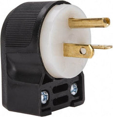 Hubbell Wiring Device-Kellems - 250 VAC, 20 Amp, 6-20P NEMA, Angled, Self Grounding, Commercial, Industrial Grade Plug - 2 Pole, 3 Wire, 1 Phase, 2 hp, Nylon, Black, White - Makers Industrial Supply