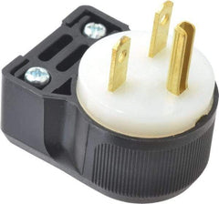 Hubbell Wiring Device-Kellems - 250 VAC, 15 Amp, 6-15P NEMA, Angled, Self Grounding, Commercial, Industrial Grade Plug - 2 Pole, 3 Wire, 1 Phase, 1-1/2 hp, Nylon, Black, White - Makers Industrial Supply