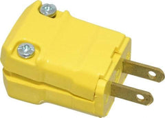 Hubbell Wiring Device-Kellems - 125 VAC, 15 Amp, 1-15P NEMA, Valise, Ungrounded, Commercial, Industrial Grade Plug - 2 Pole, 2 Wire, 1 Phase, 1/2 hp, Nylon, Yellow - Makers Industrial Supply