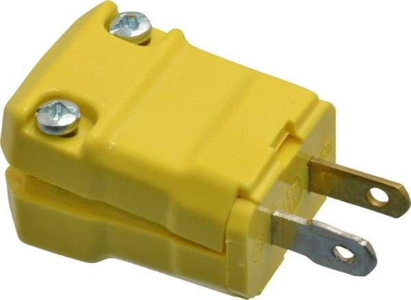 Hubbell Wiring Device-Kellems - 125 VAC, 15 Amp, 1-15P NEMA, Valise, Ungrounded, Commercial, Industrial Grade Plug - 2 Pole, 2 Wire, 1 Phase, 1/2 hp, Nylon, Yellow - Makers Industrial Supply