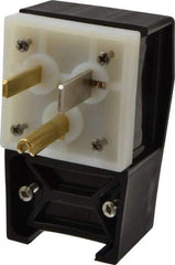 Hubbell Wiring Device-Kellems - 125 VAC, 50 Amp, 5-50P NEMA, Angled, Self Grounding, Commercial, Industrial Grade Plug - 2 Pole, 3 Wire, 1 Phase, 2 hp, Nylon, Black, White - Makers Industrial Supply