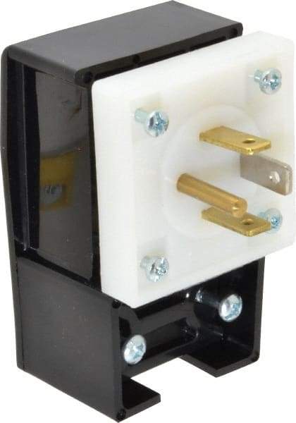 Hubbell Wiring Device-Kellems - 125/250 VAC, 20 Amp, 14-20P NEMA, Angled, Self Grounding, Commercial, Industrial Grade Plug - 3 Pole, 4 Wire, 1 Phase, 2 hp, Nylon, Black, White - Makers Industrial Supply